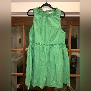 NWT‎ Mango MNG Size 8 Green Ruffle Neck Oversized Sleeveless Dress
